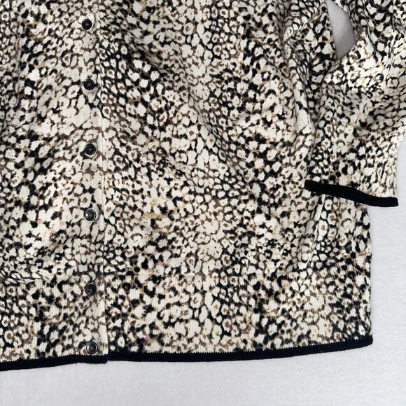 Lands’ End Women’s Supima Cotton Leopard Print Cardigan Sweater 2X 20W-22W - Picture 6 of 13